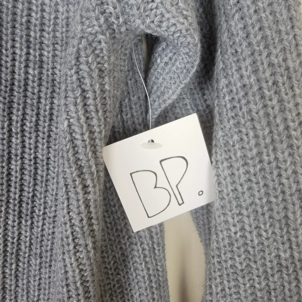 BP Deep V-Neck Ribbed Knit Tunic Sweater Womens XS Grey Long‎ Sleeve Pullover